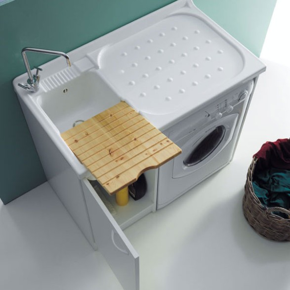 Mobile lavanderia portalavatrice con vasca lavapanni Intra 107x61 Lady