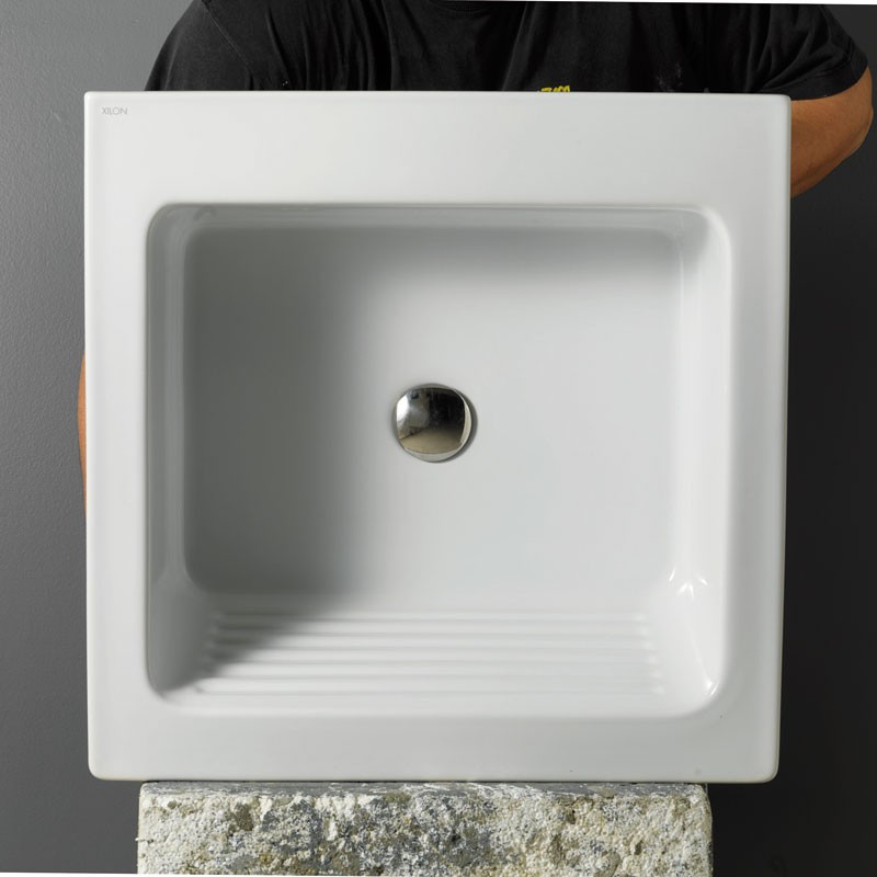 Lavatoio in ceramica con mobile 2 ante in melaminico Nanco+ Xilon cm 60x60  Diverse Finiture